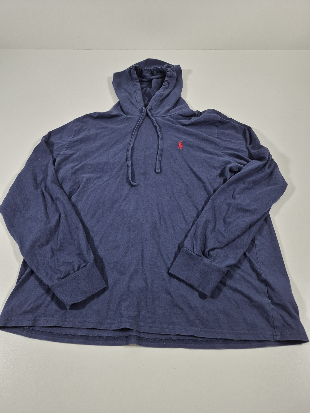 Polo Ralph Lauren Hoodie Mens L Blue Lightweight Jersey Pullover Pony Logo